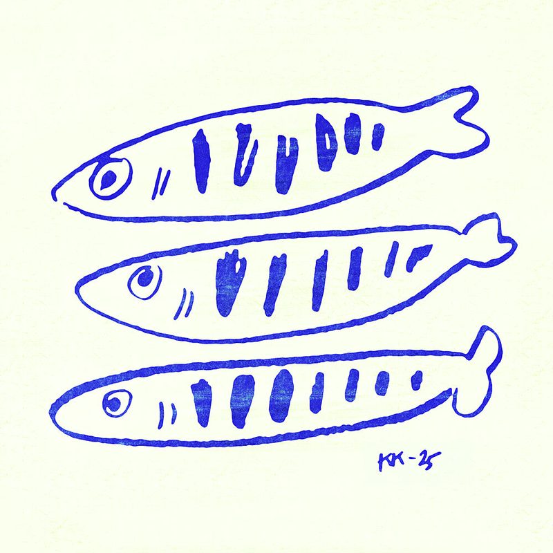 Three Blue Fish art print by Katariina Kosunen for $57.95 CAD
