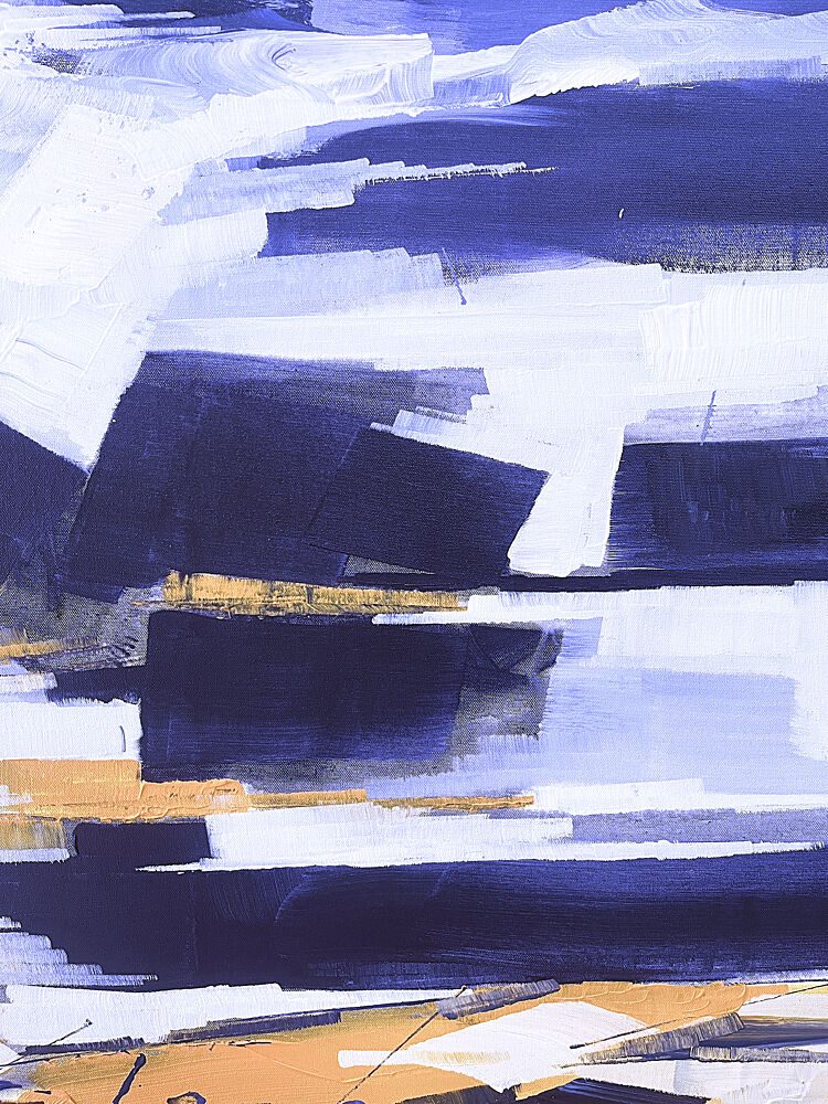 Indigo Gold Abstract Blocks art print by Santhosh Ch for $57.95 CAD