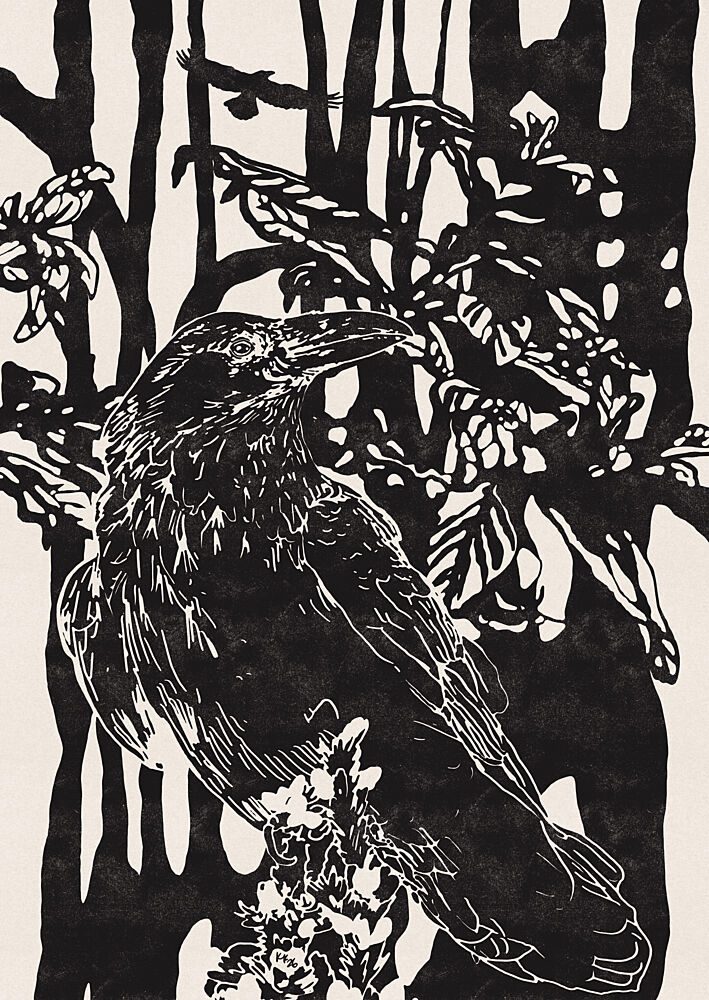 Raven in Dark Woods art print by Katariina Kosunen for $57.95 CAD