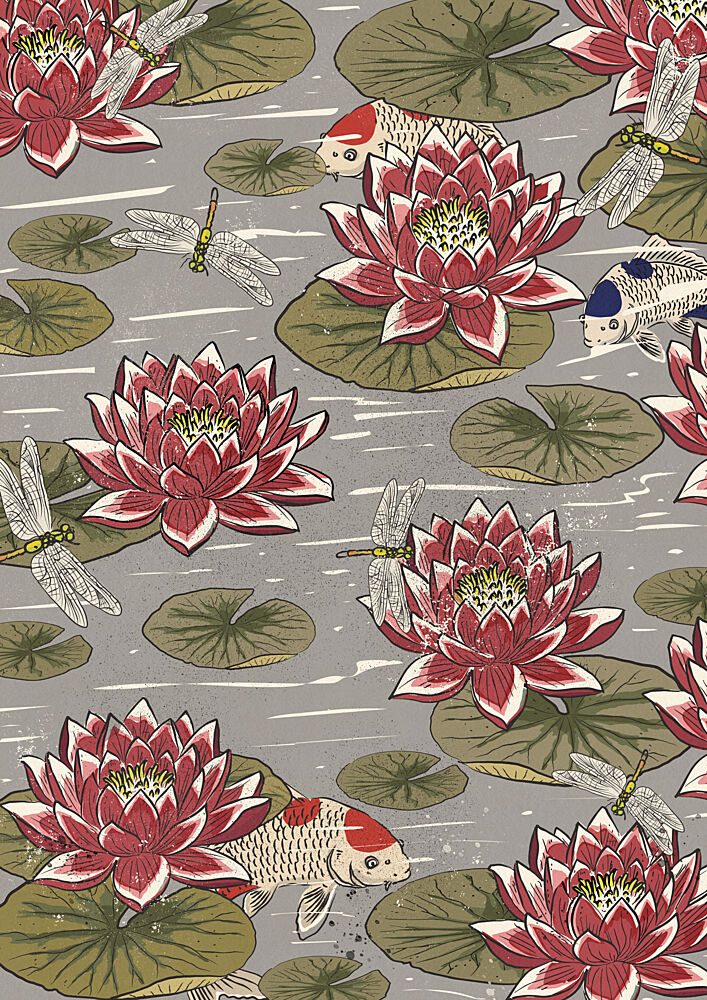 Lotus Koi Pond art print by Nicholas for $57.95 CAD