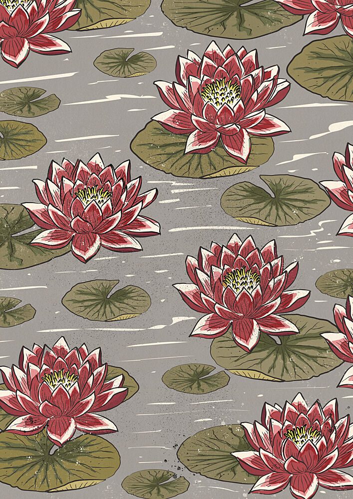 Red Water Lily Pond art print by Nicholas for $57.95 CAD