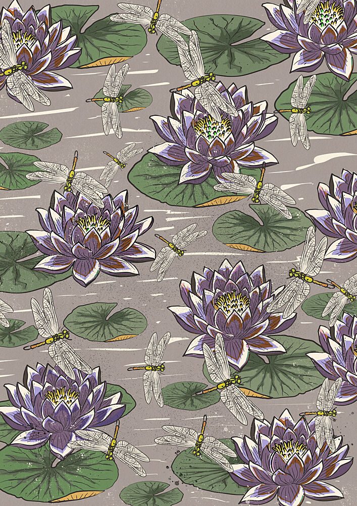 Water Lily Dragonflies art print by Nicholas for $57.95 CAD