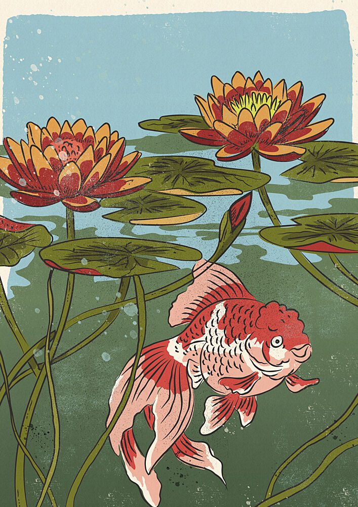 Goldfish Lily Pond art print by Nicholas for $57.95 CAD