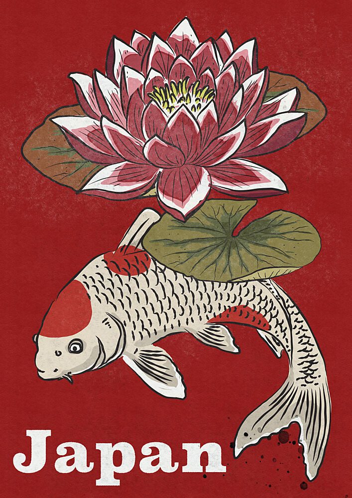 Japanese Koi Bloom art print by Nicholas for $57.95 CAD