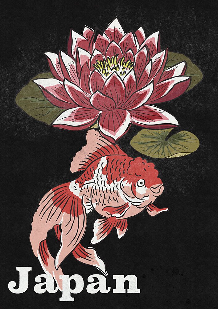Japanese Goldfish Lotus art print by Nicholas for $57.95 CAD