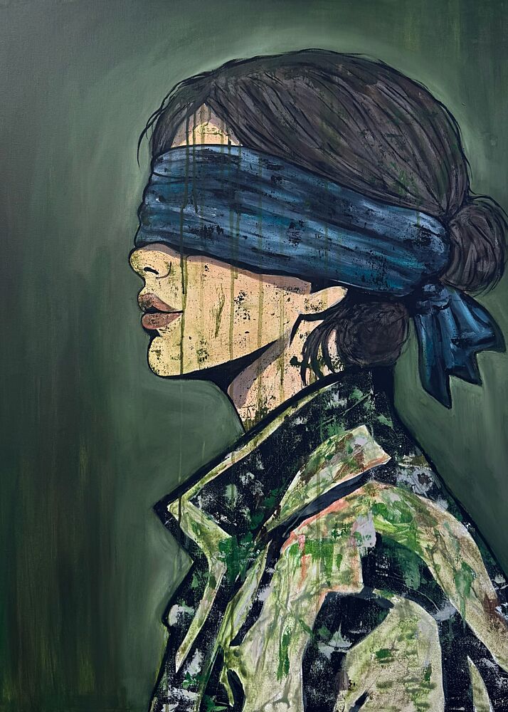 Mysterious Blindfolded Woman art print by Jenny Nielsen for $57.95 CAD