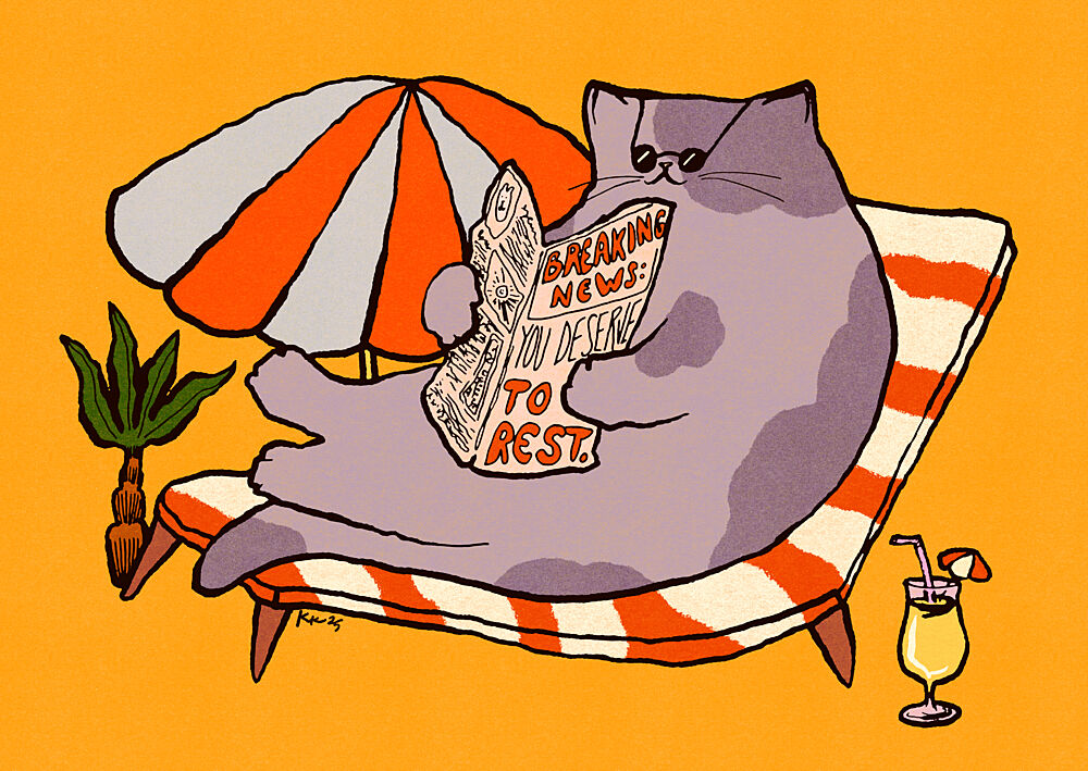 Relaxing Beach Cat art print by Katariina Kosunen for $57.95 CAD