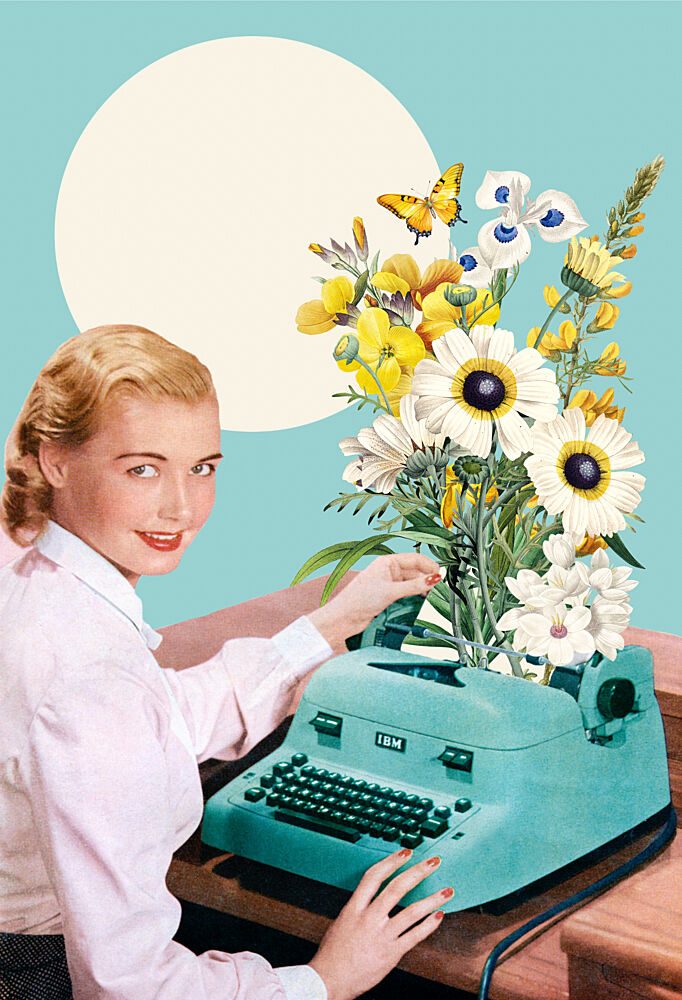 Whimsical Flower Typewriter art print by Marja van den Hurk for $57.95 CAD