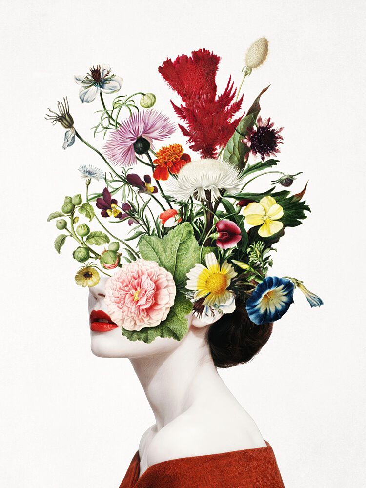 Floral Woman Portrait art print by Marja van den Hurk for $57.95 CAD