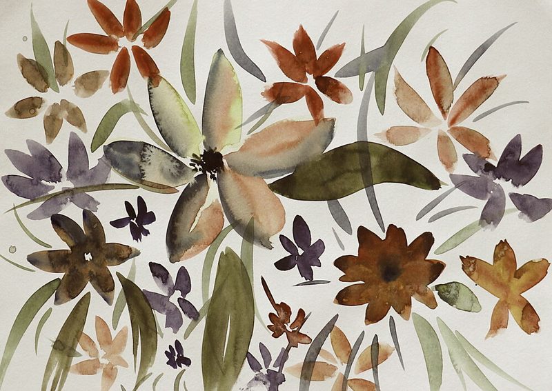 Earthy Floral Watercolor art print by Santhosh Ch for $57.95 CAD