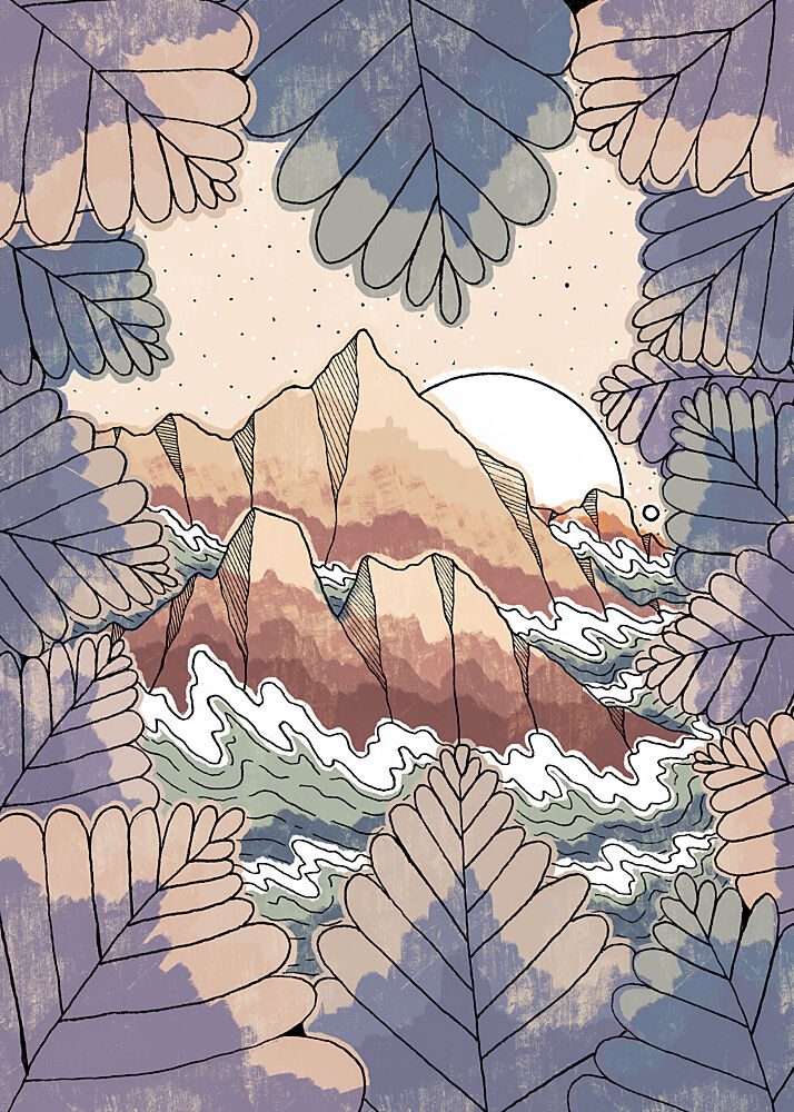 Framed Mountain Ocean art print by Stephen Wade for $57.95 CAD