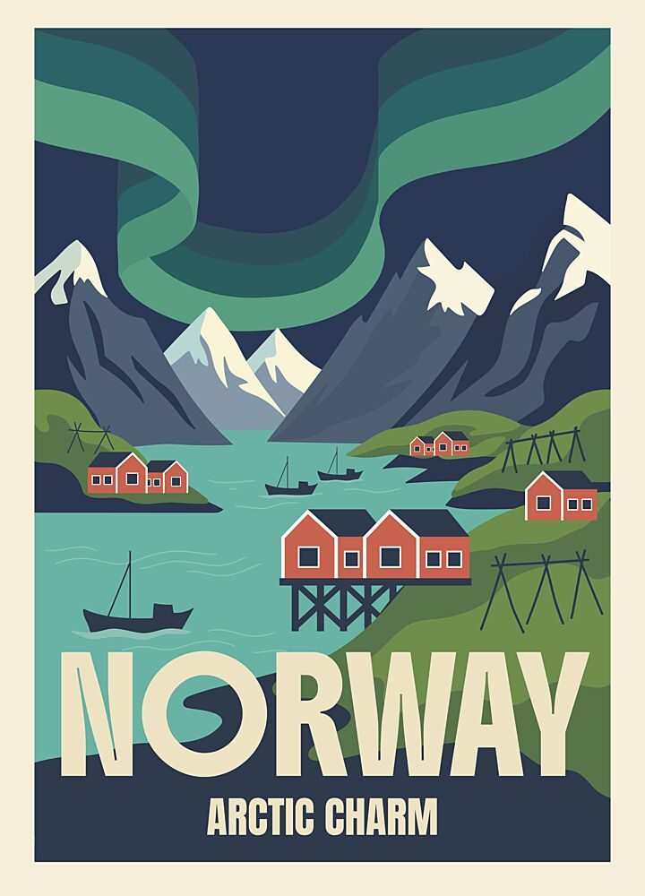 Norway Fjord Northern Lights art print by Marika Barsrsind for $57.95 CAD