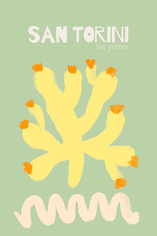 Santorinicoral art print by Treechild for $57.95 CAD