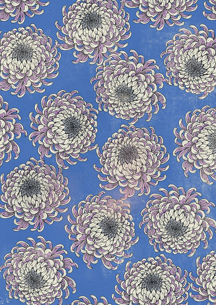 Blue Chrysanthemum Pattern art print by Nicholas for $57.95 CAD