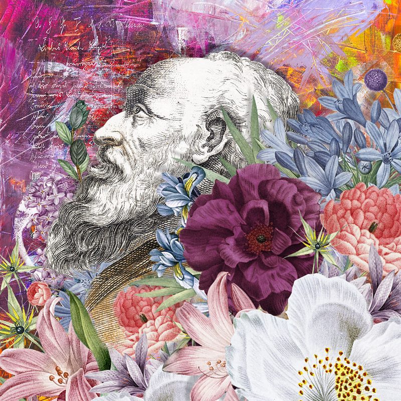 Bearded Man Floral Abstract art print by Marja van den Hurk for $57.95 CAD