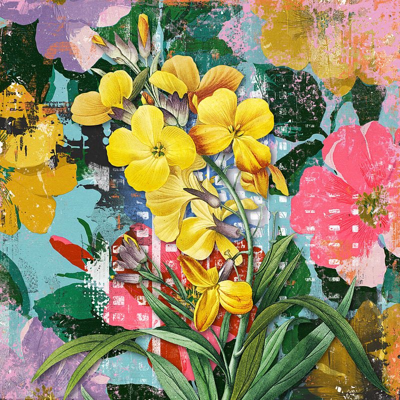 Vibrant Floral Collage art print by Marja van den Hurk for $57.95 CAD