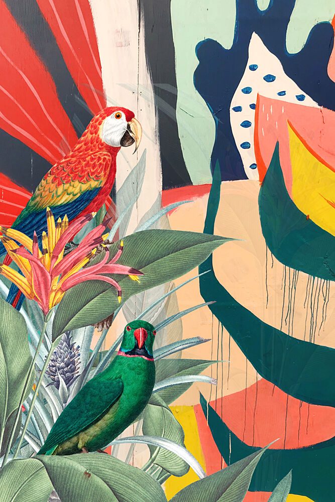 Vibrant Tropical Parrots art print by Marja van den Hurk for $57.95 CAD