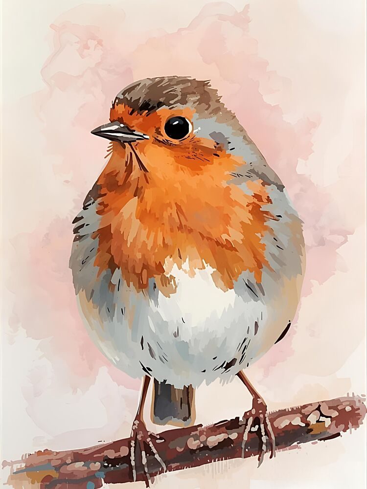 Charming Watercolor Robin art print by Ohkimiko for $57.95 CAD