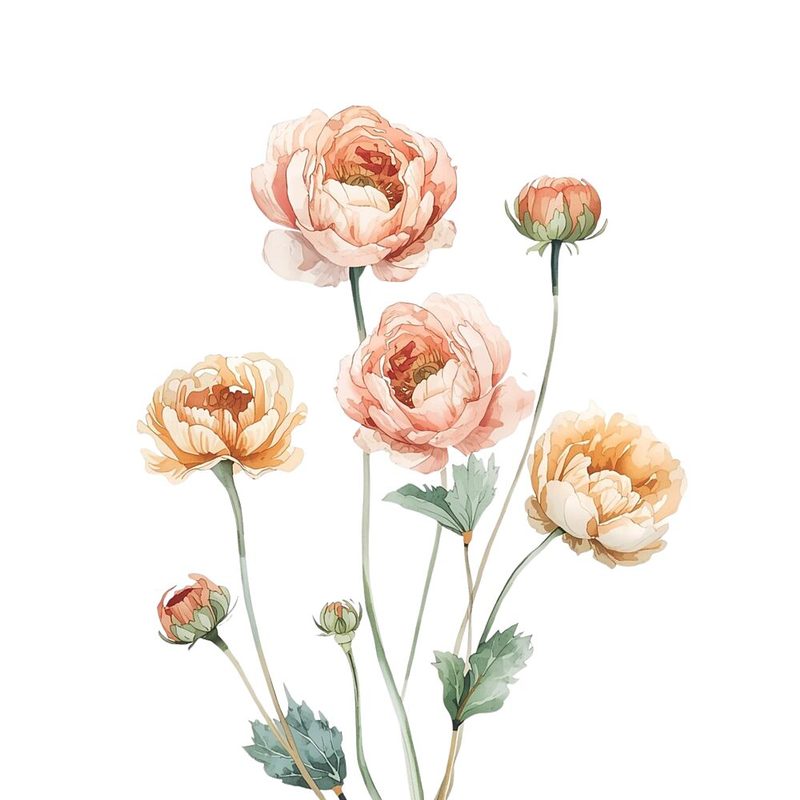 Peach Watercolor Flowers art print by Ohkimiko for $57.95 CAD