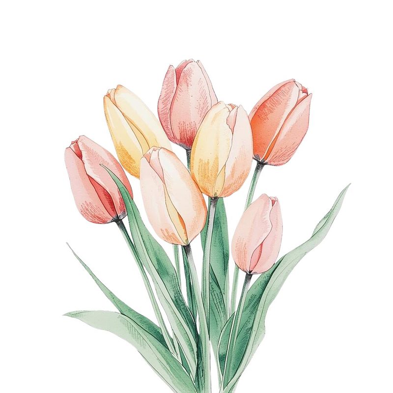 Watercolor Tulip Bouquet art print by Ohkimiko for $57.95 CAD