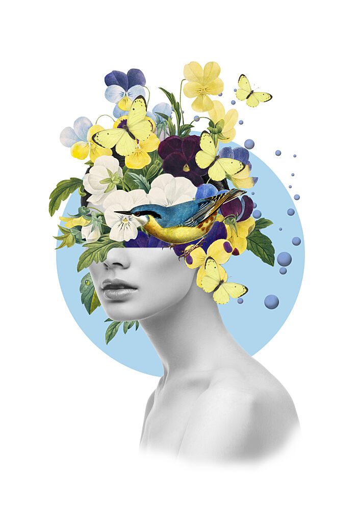 Surreal Floral Head art print by Marja van den Hurk for $57.95 CAD