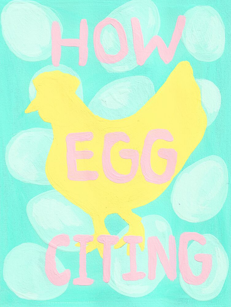 How Eggciting Chicken art print by Lerin Freyou for $57.95 CAD