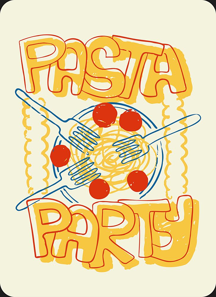 Fun Pasta Party art print by Marika Barsrsind for $57.95 CAD