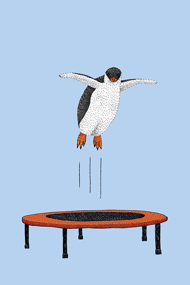 Happy Penguin Jump art print by Martina Scott for $57.95 CAD