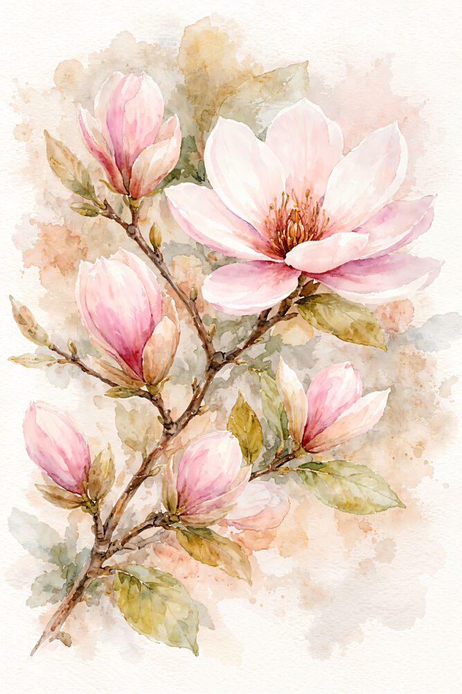 Pink Magnolia Blooms art print by Natalie Bruns for $57.95 CAD