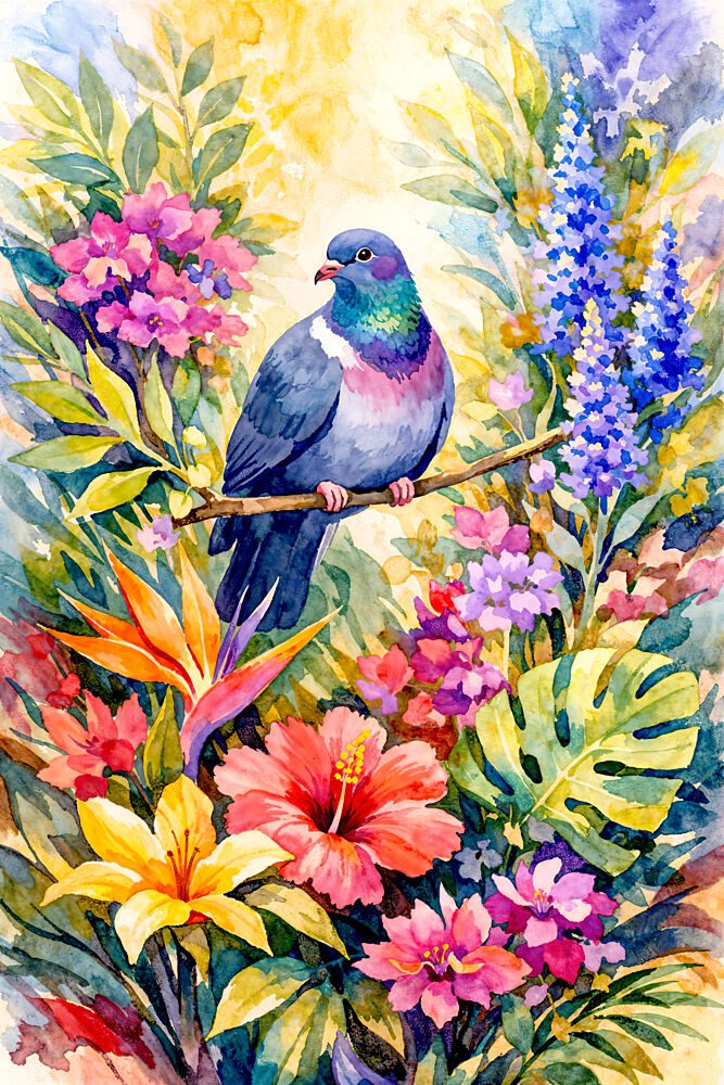 Tropical Garden Pigeon art print by Natalie Bruns for $57.95 CAD