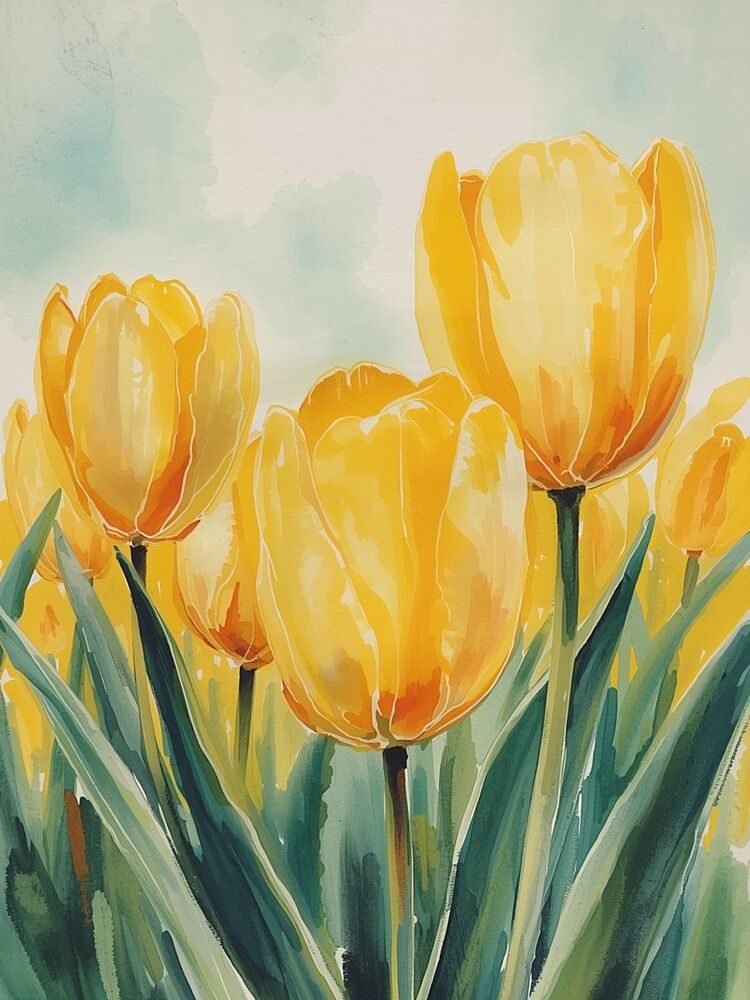 Sunny Tulip Garden art print by Ohkimiko for $57.95 CAD