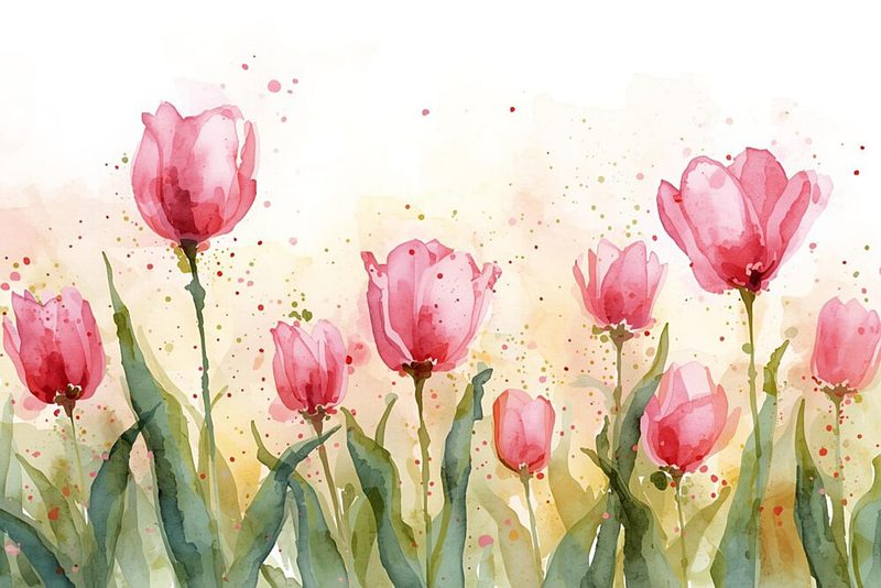 Pink Watercolor Tulips art print by Ohkimiko for $57.95 CAD