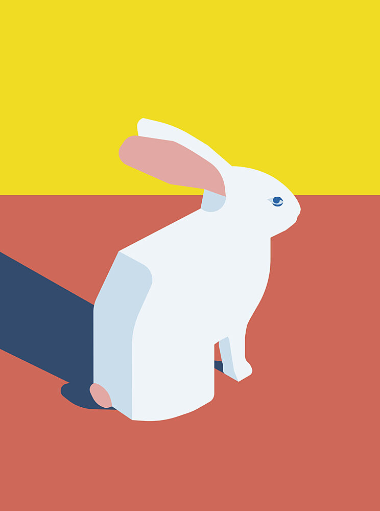 White Geometric Rabbit art print by Daria Ivanovna for $57.95 CAD