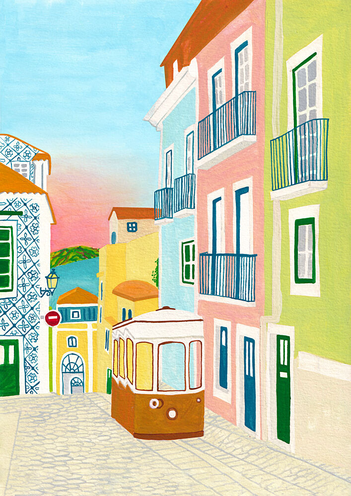 Lisbon Tram Street art print by Zarish Chaudhry for $57.95 CAD