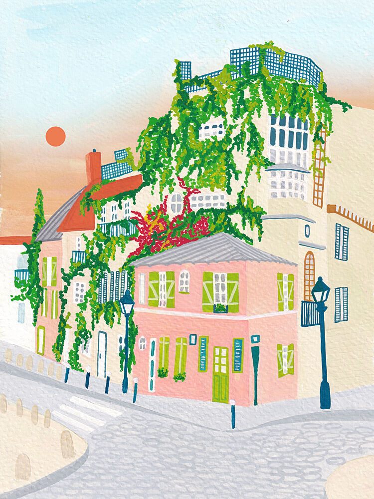 Charming Pink House Street art print by Zarish Chaudhry for $57.95 CAD