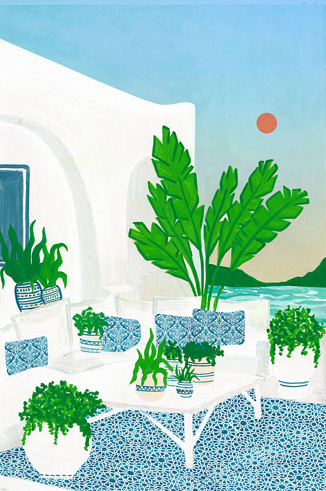 Tropical Patio Ocean View art print by Zarish Chaudhry for $57.95 CAD