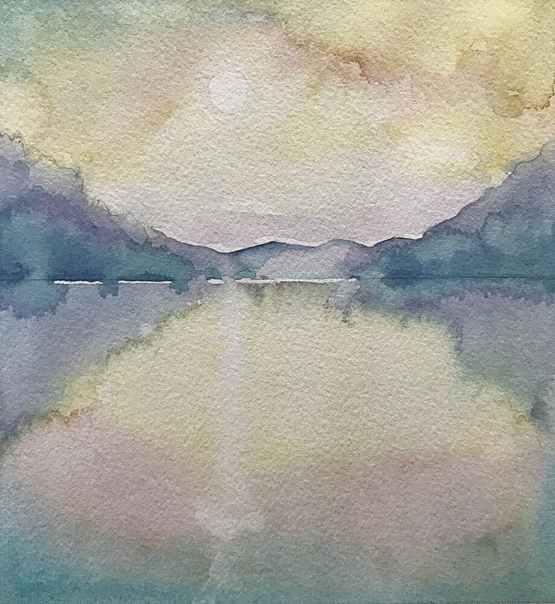 Pastel Mountain Lake art print by Luisa Millicent for $57.95 CAD