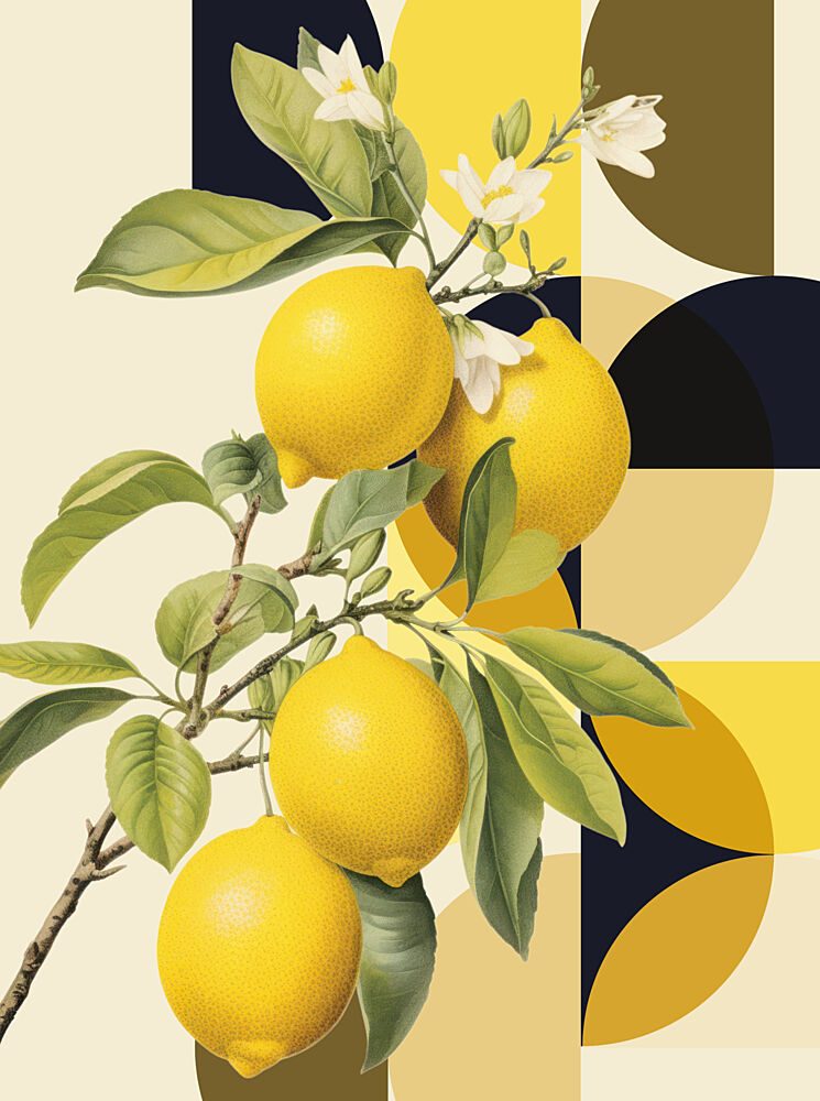 Fresh Lemons Geometric Shapes art print by Marja van den Hurk for $57.95 CAD