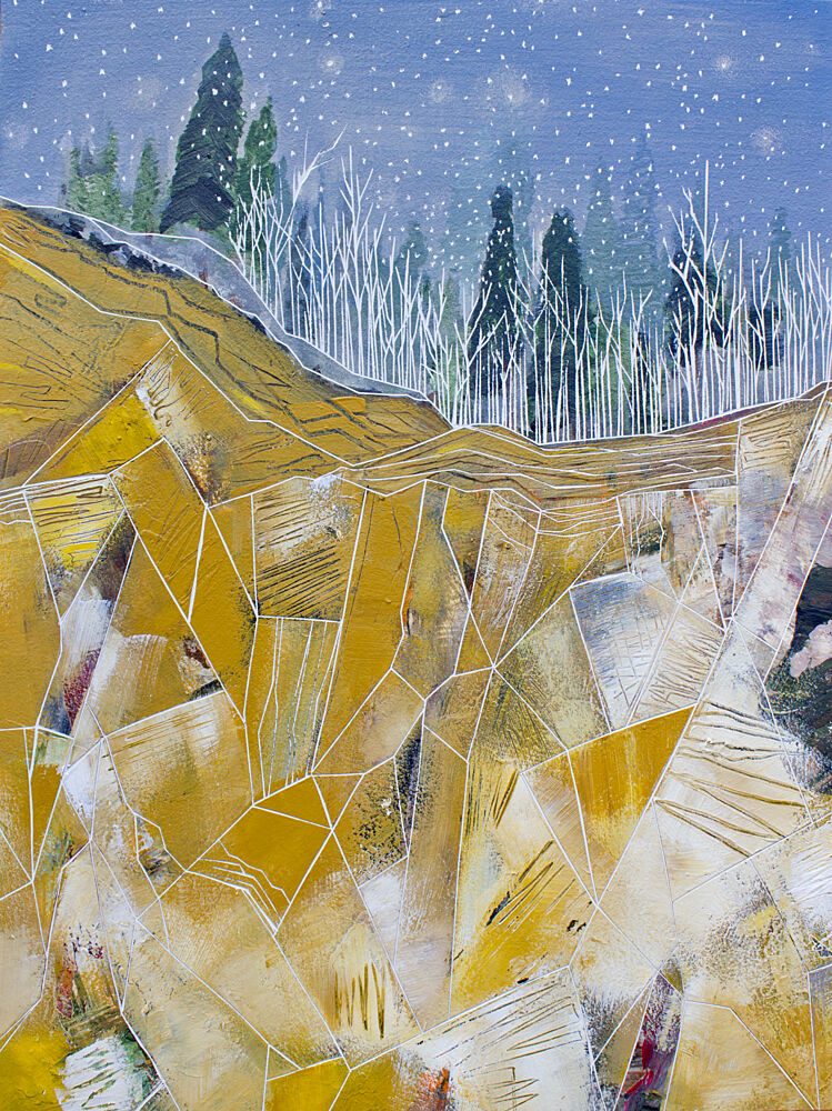 Golden Peaks Winter Night art print by Sarah Fitzgerald for $57.95 CAD