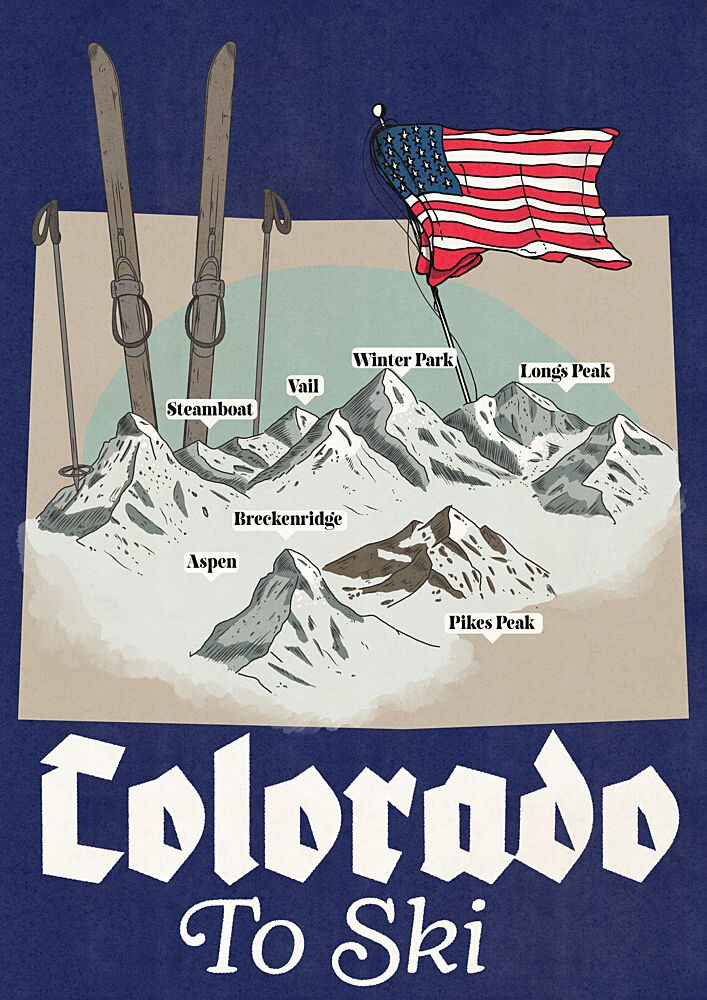 Vintage Colorado Ski art print by Nicholas for $57.95 CAD
