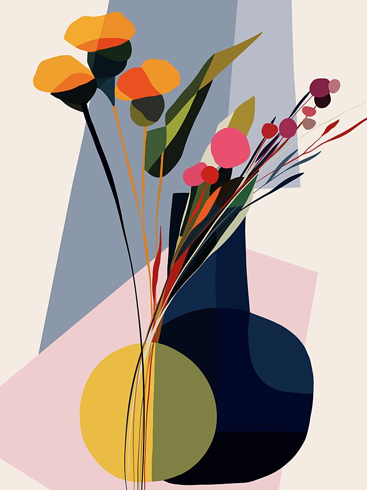 Vibrant Abstract Blooms art print by Dotz and Cats for $57.95 CAD