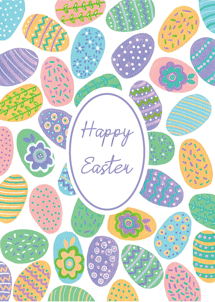Happy Colorful Easter Eggs art print by Sara Coulter for $57.95 CAD