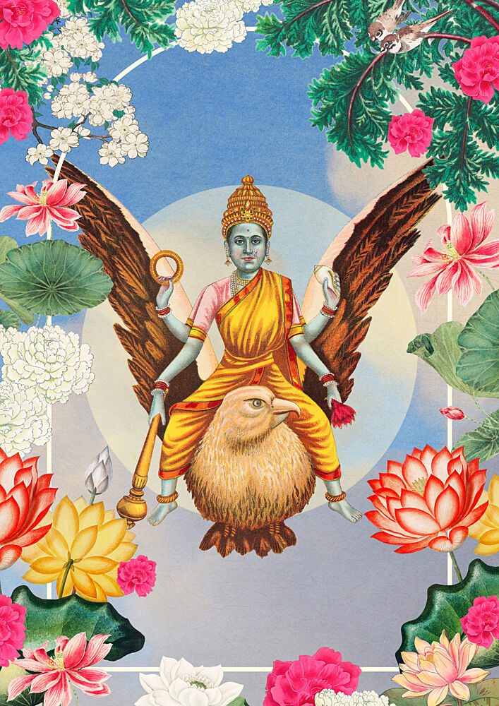 Hindu Goddess Floral Frame art print by Marja van den Hurk for $57.95 CAD