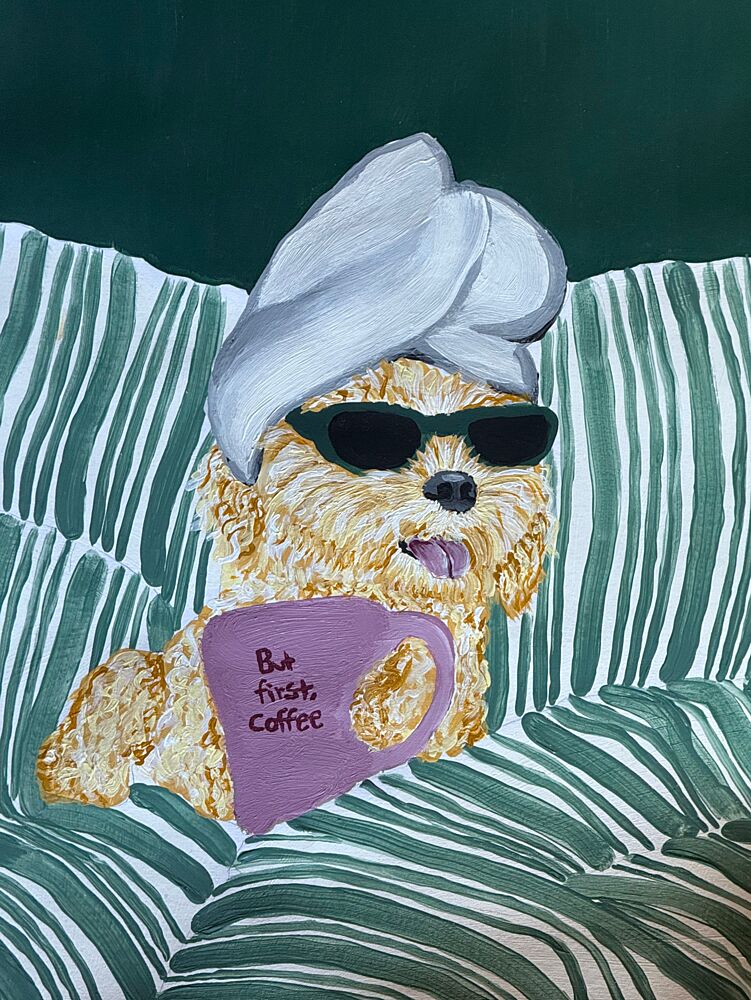 Chill Dog Coffee art print by Idah Christina for $57.95 CAD
