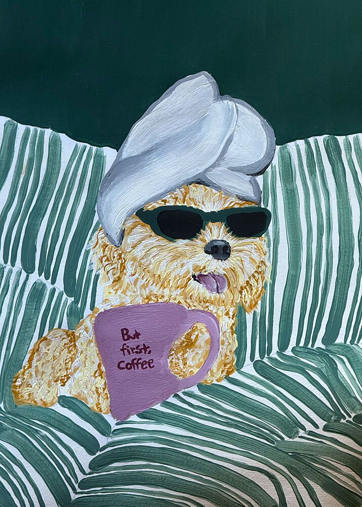 But First Coffee Pup art print by Idah Christina for $57.95 CAD