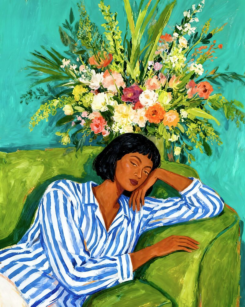Sleeping Woman Blooms art print by Uma Gokhale for $57.95 CAD