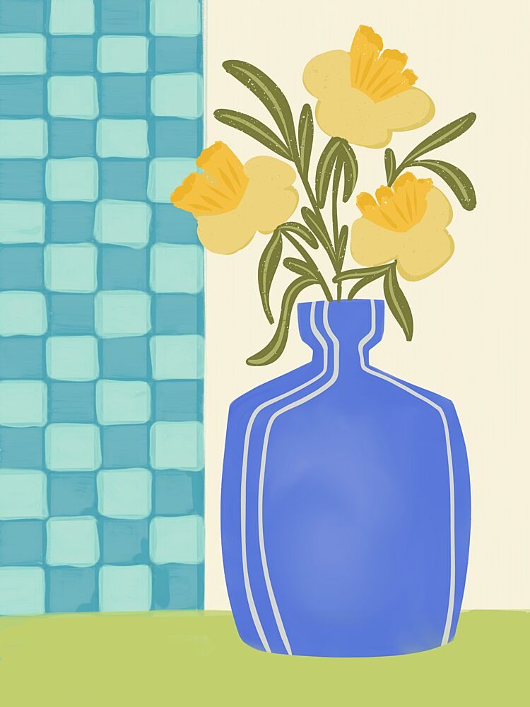 Yellow Flowers Blue Vase art print by Nikita Jariwala for $57.95 CAD