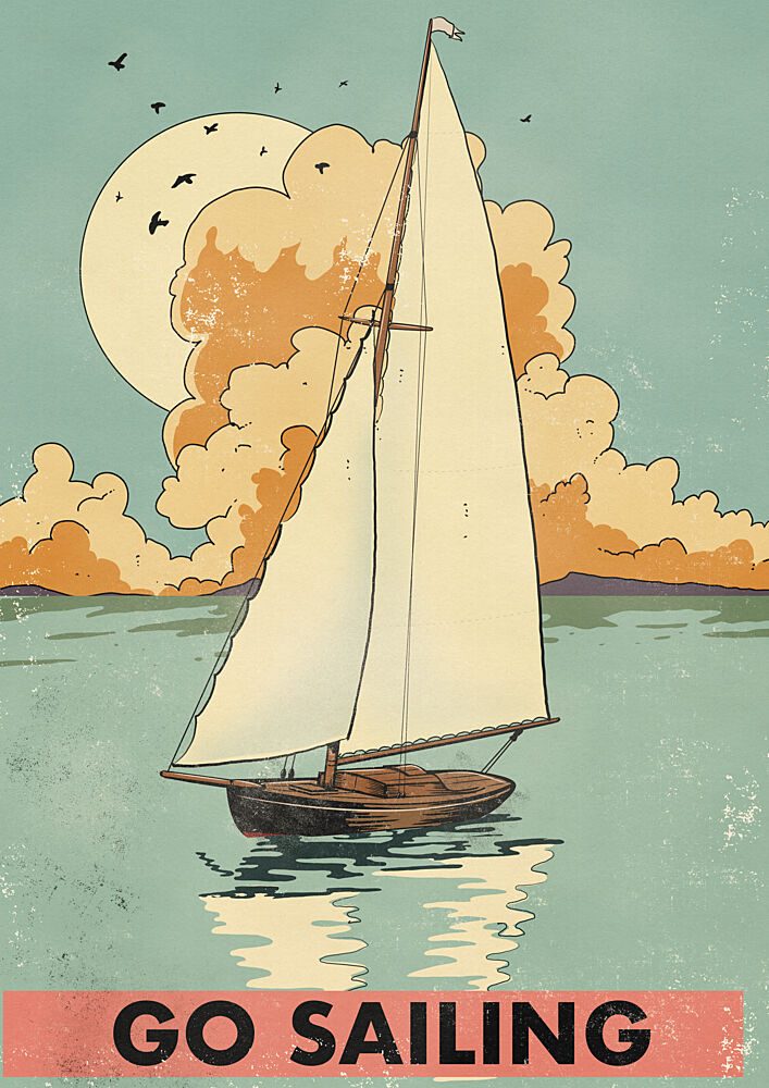 Vintage Sailboat Serenity art print by Nicholas for $57.95 CAD