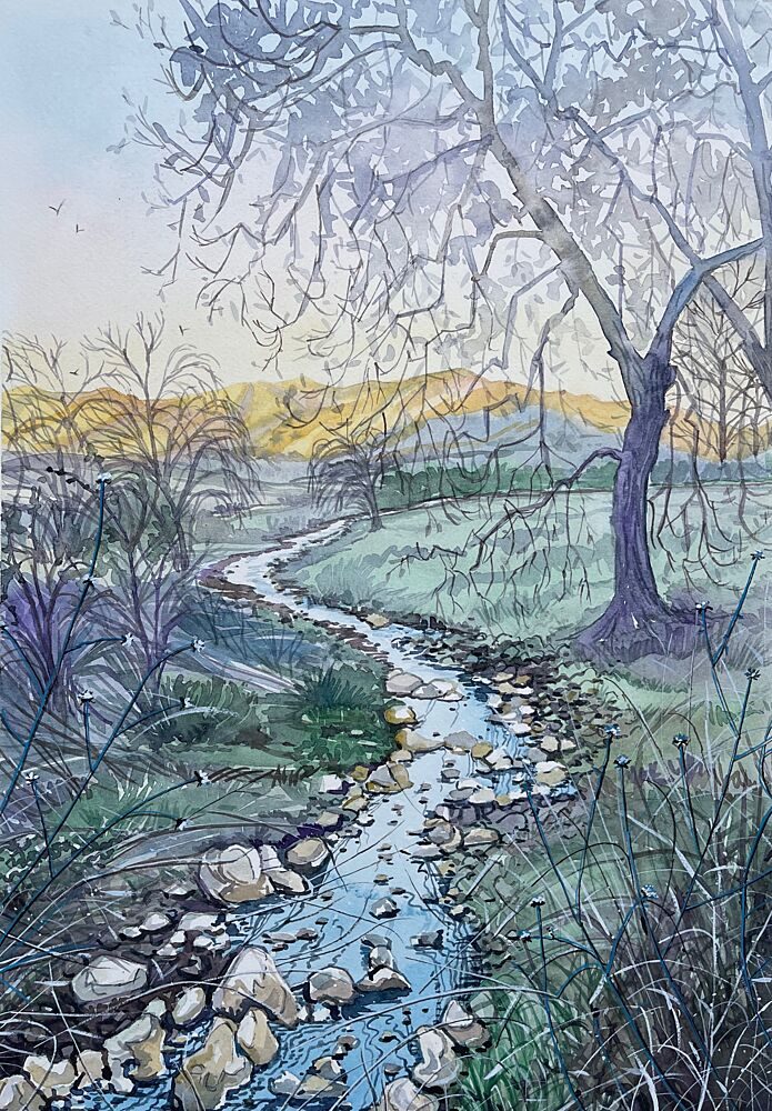 Winding Stream Sunrise art print by Luisa Millicent for $57.95 CAD