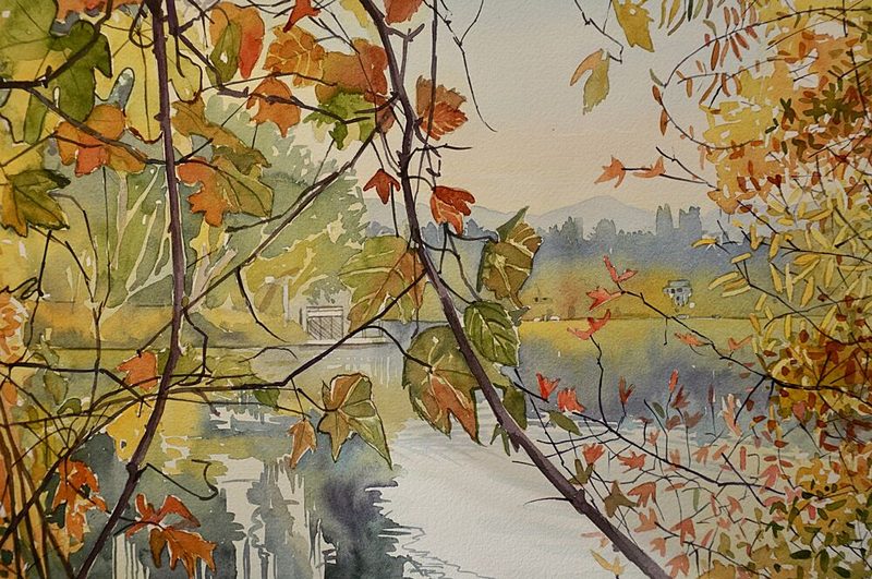 Autumn Leaves over Water art print by Luisa Millicent for $57.95 CAD